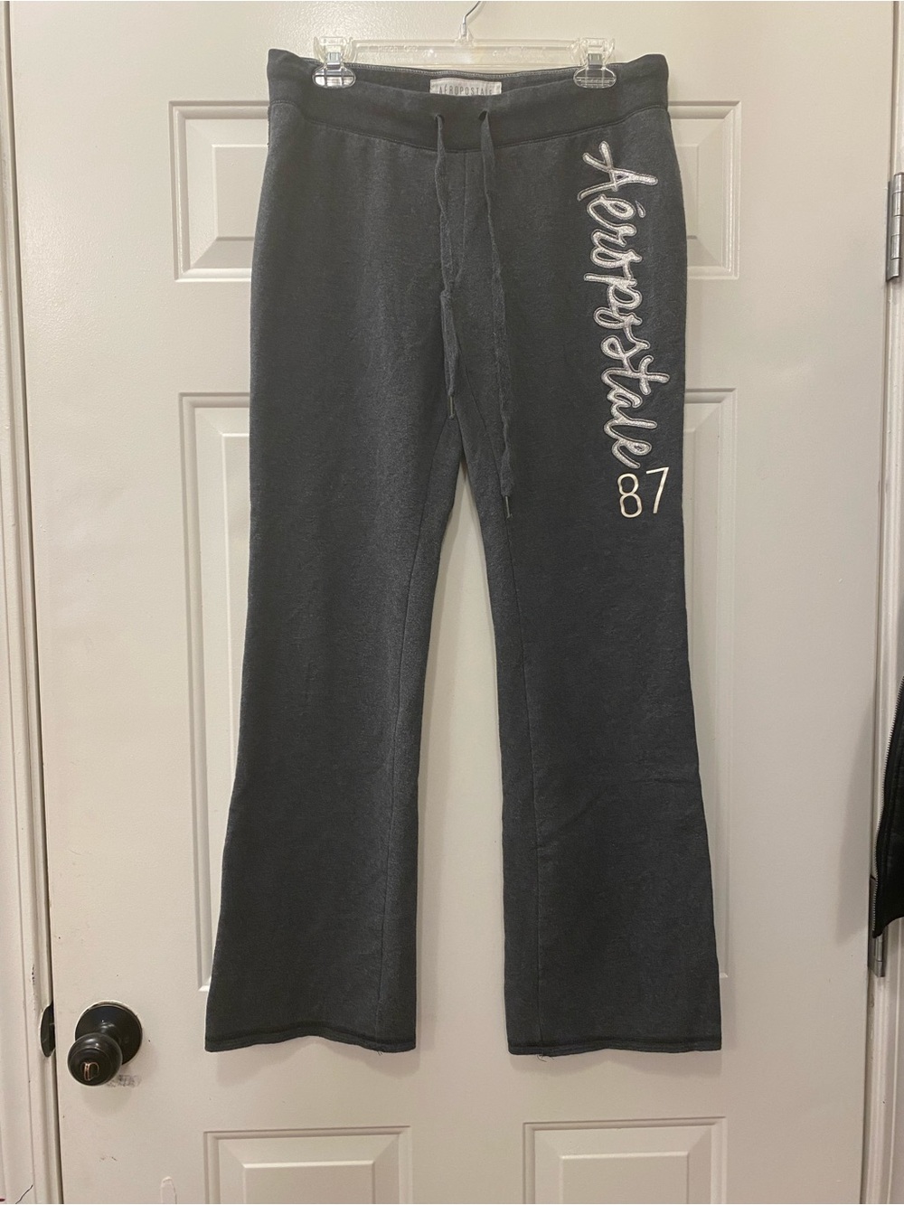 Aeropostale Charcoal Gray Women’s Sweatpants with Glitter Side Script